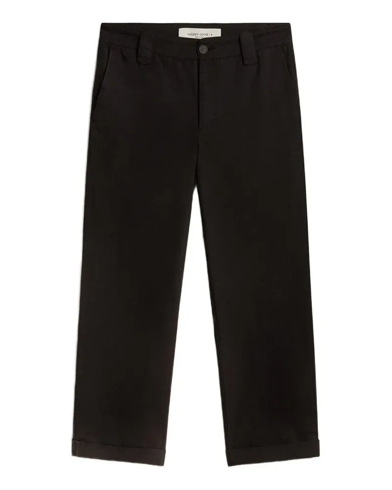 Golden Goose Gerade Hose mit Logo-Patch - Schwarz Schwarz