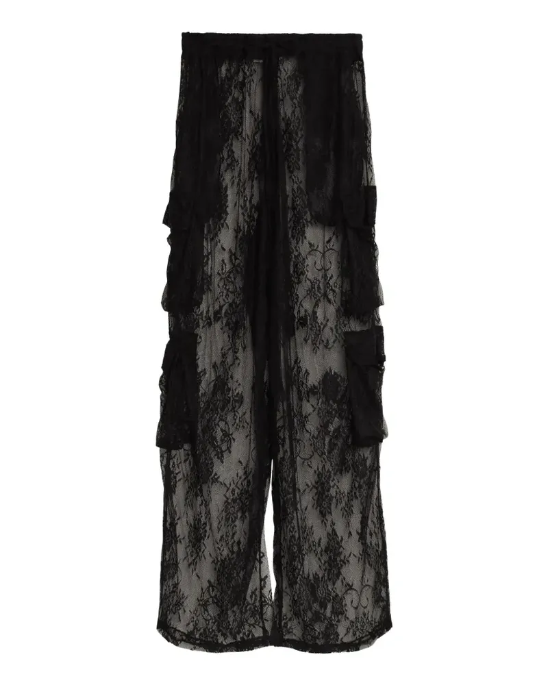 Amir Slama lace ruffled trousers - Schwarz Schwarz