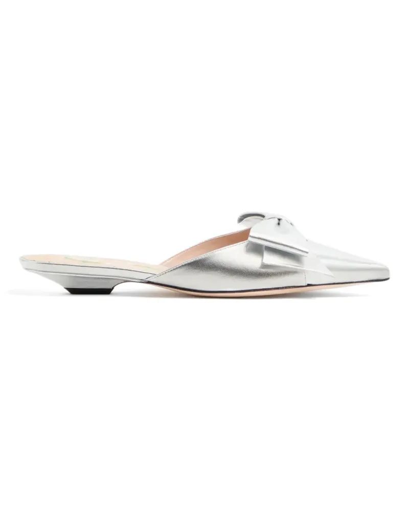 Valentino Garavani Bowow mules in laminated-nappa 20mm - Silber Silber