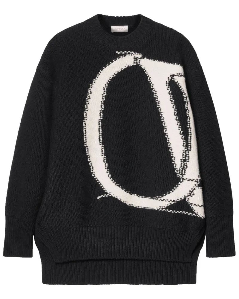 OFF-WHITE Pullover mit Intarsien-Logo Schwarz