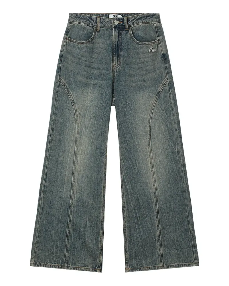Izzue Wide-Leg-Jeans mit Nahtdetail - Blau Blau