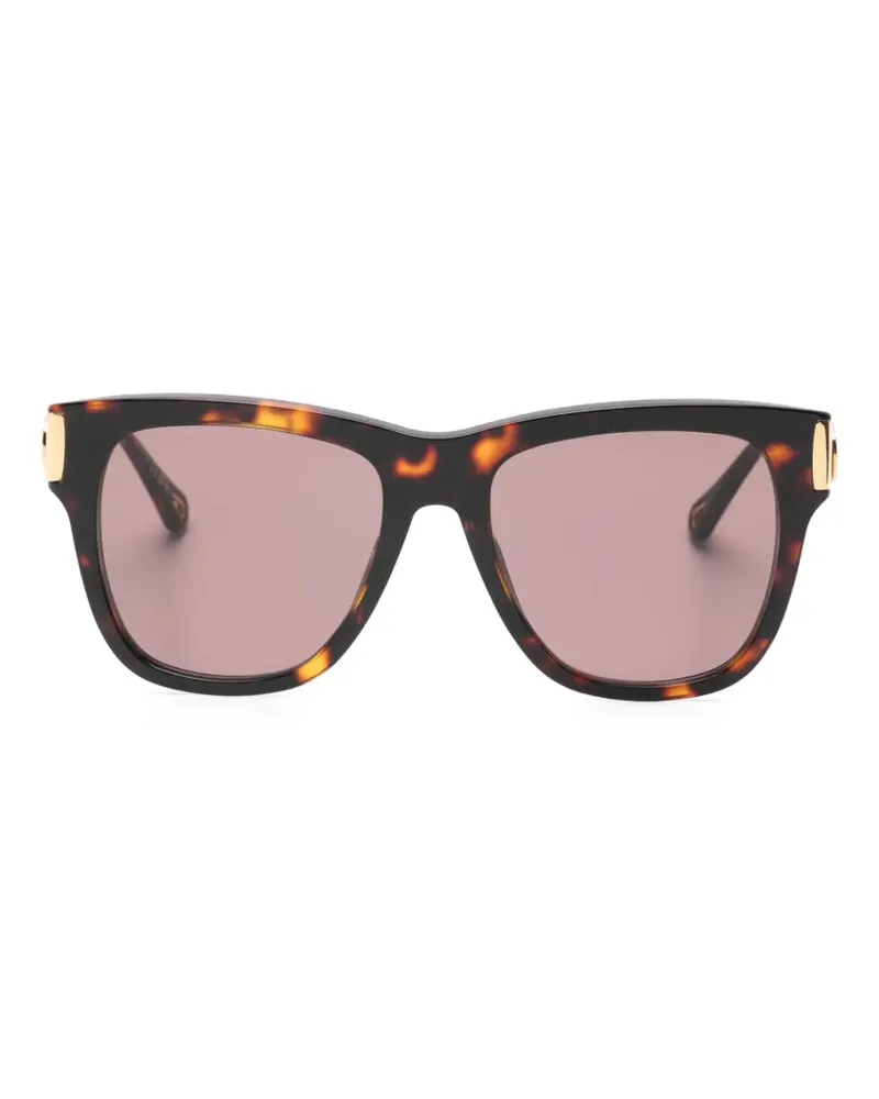 Chloé Goldfarbene Brille mit eckigem Gestell - Braun Braun