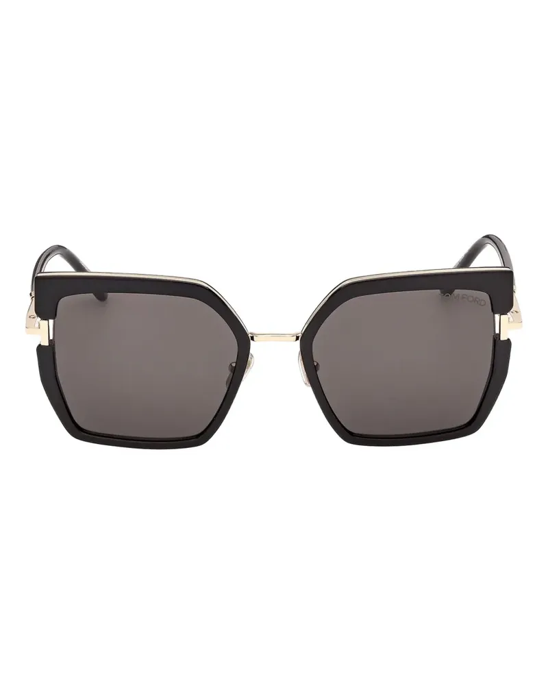 Tom Ford Quinn-02 Sonnenbrille mit geometrischem Gestell - Schwarz Schwarz