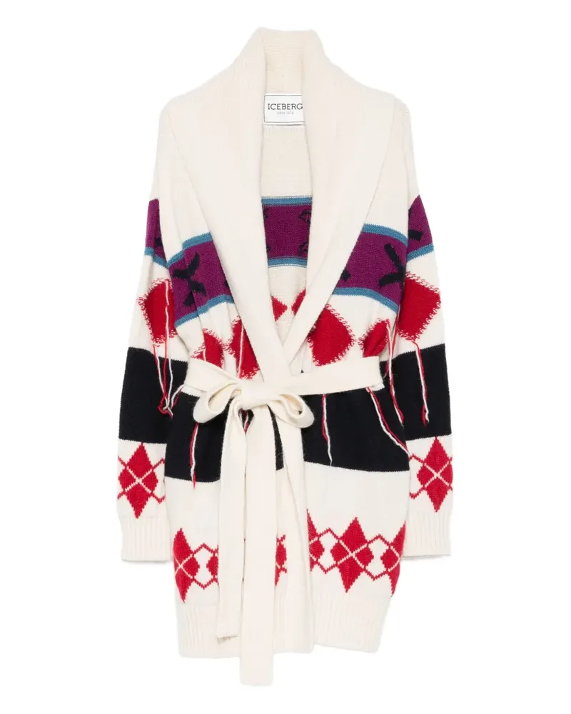 Iceberg argyle-pattern tie cardigan - Nude Nude