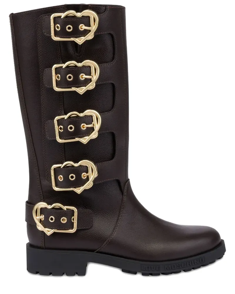 Moschino Stiefel mit Herzschnalle - Braun Braun