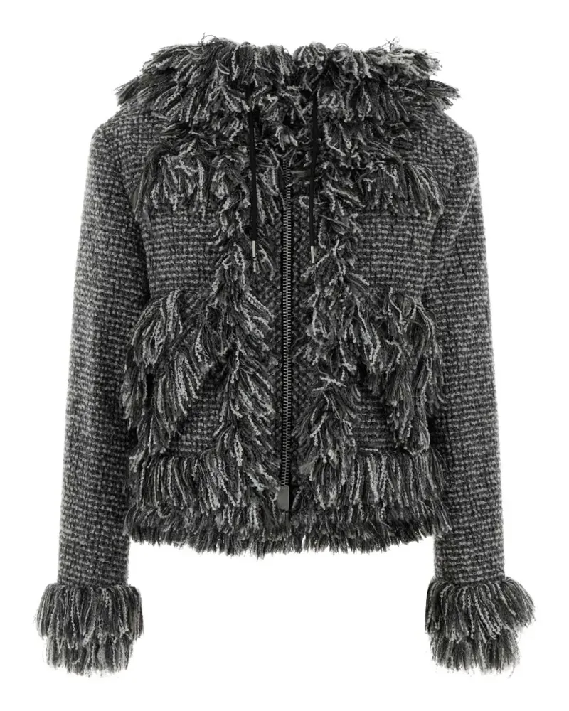 Sacai Tweed-Jacke mit Fransen - Grau Grau
