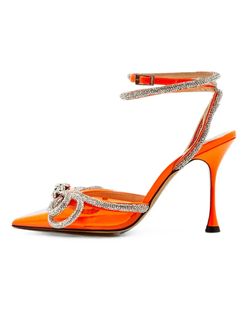 Mach & Mach Double Bow crystal-embellished pumps - Orange Orange