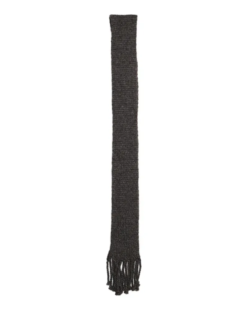 Ziggy Chen fringed knitted scarf - Schwarz Schwarz