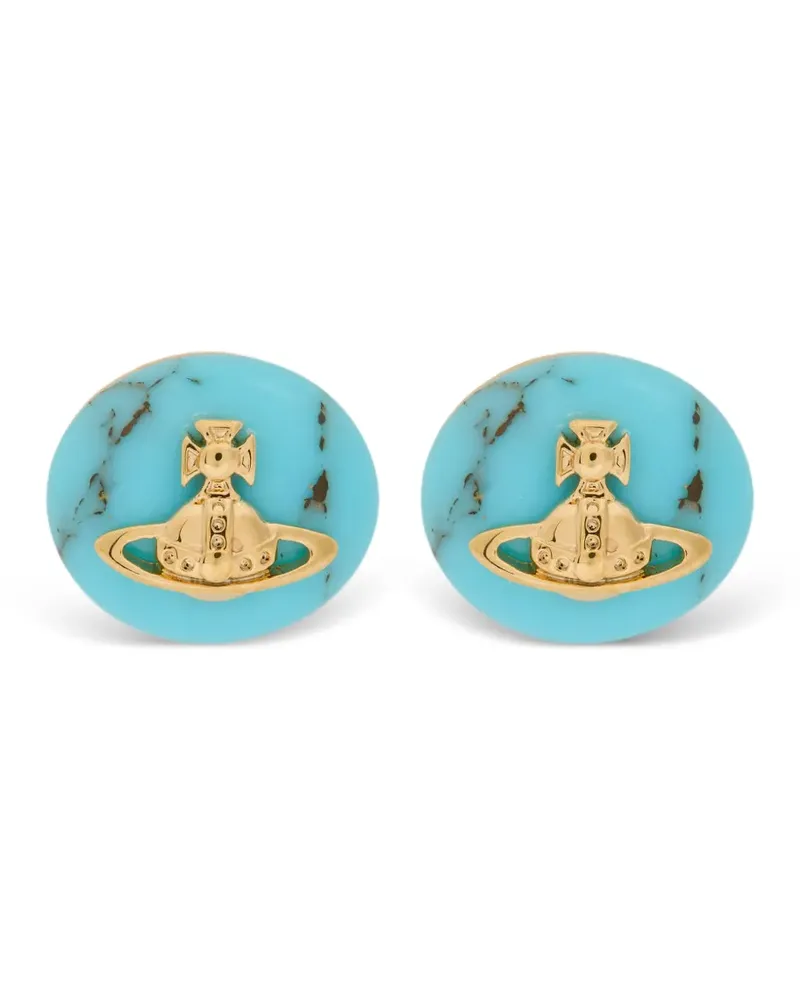 Vivienne Westwood orb-plaque stud earrings - Blau Blau