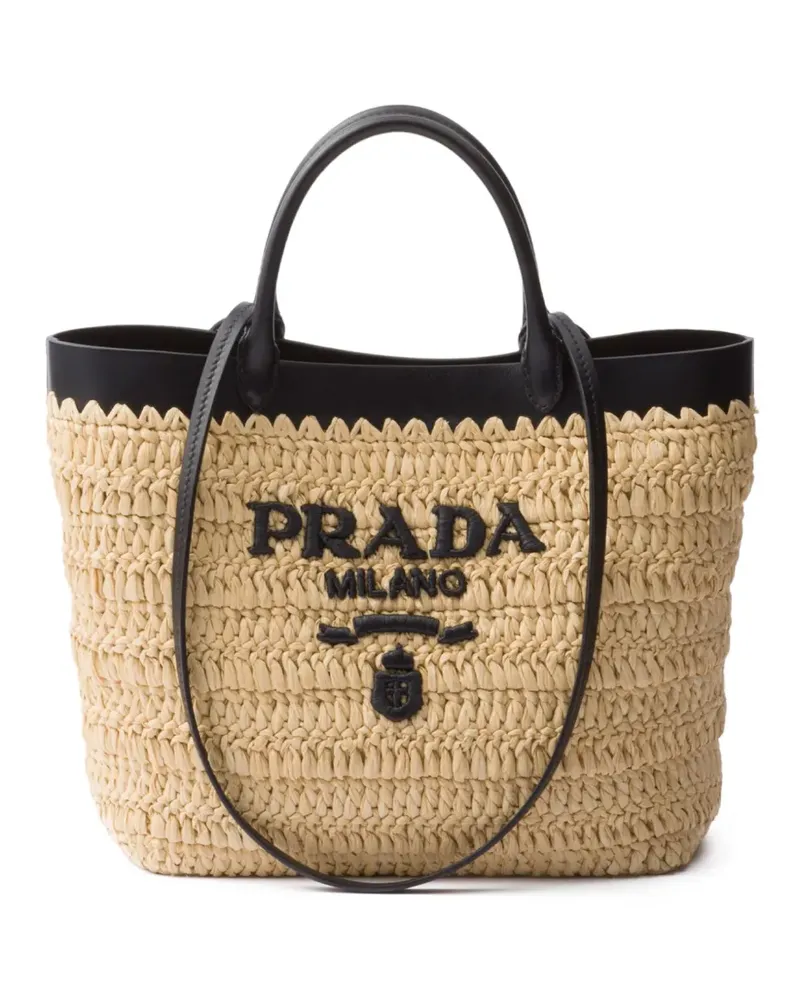 Prada Shopper mit Lederbesatz - Nude Nude