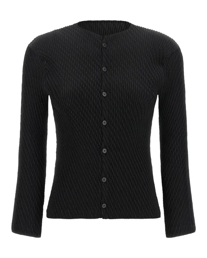Issey Miyake Geknöpfter Rhombus Pleats Cardigan - Schwarz Schwarz