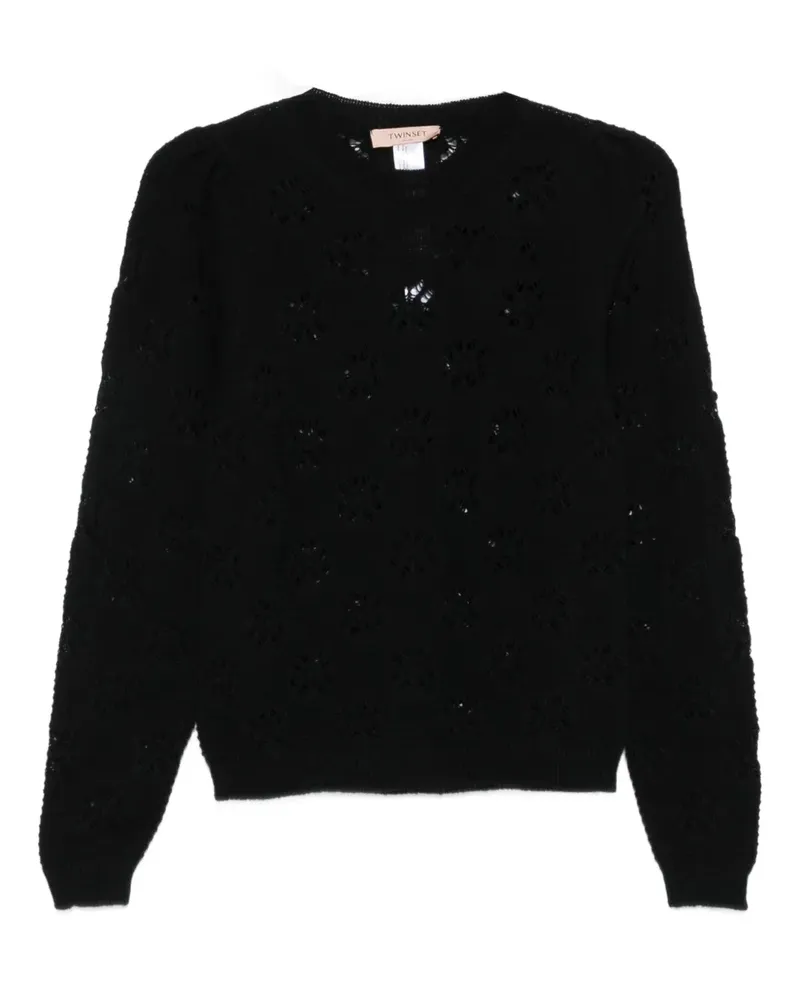 Twin-Set Pullover mit Blumenmuster - Schwarz Schwarz