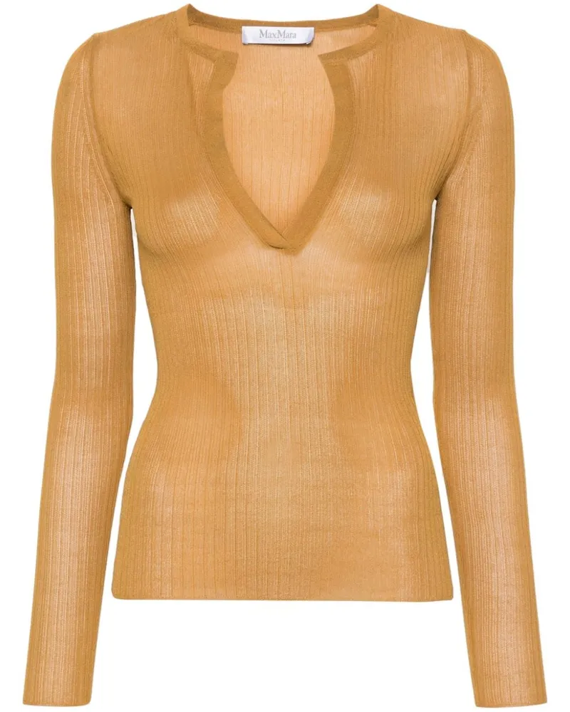 Max Mara Gerippter Saggina Seidenpullover - Braun Braun