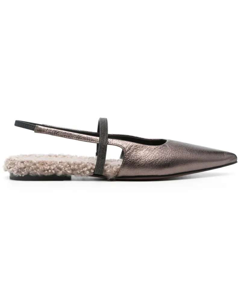 Brunello Cucinelli Ballerinas in Glitter-Optik - Braun Braun