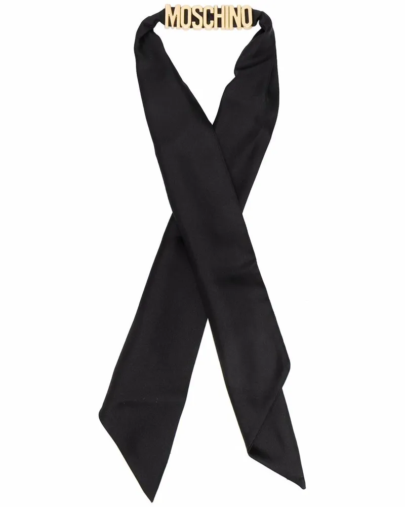Moschino Schal mit Logo-Schild - Schwarz Schwarz
