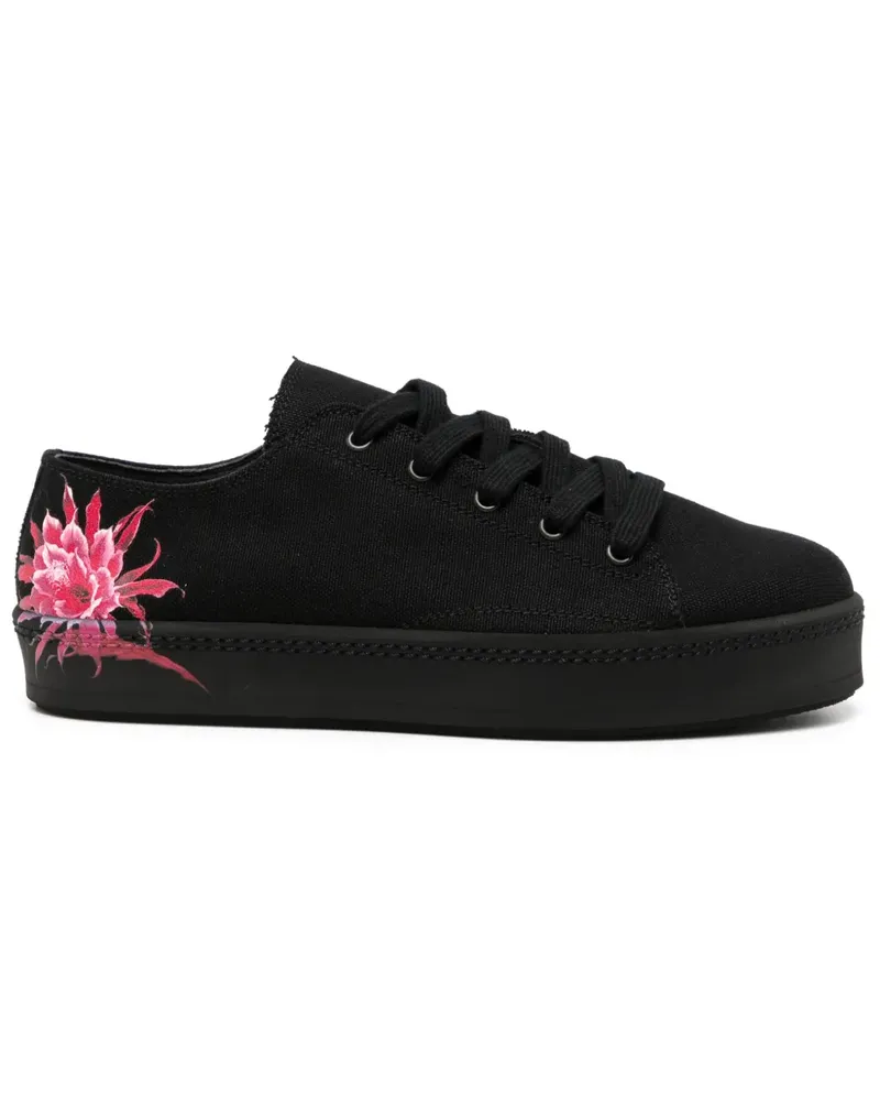 Yohji Yamamoto Sneakers mit Blumen-Print - Schwarz Schwarz
