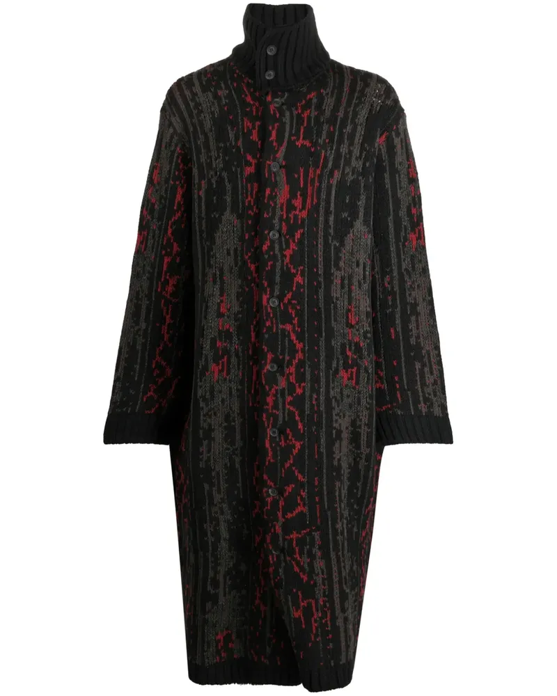 Yohji Yamamoto Gefütterter Mantel mit Stehkragen - Schwarz Schwarz