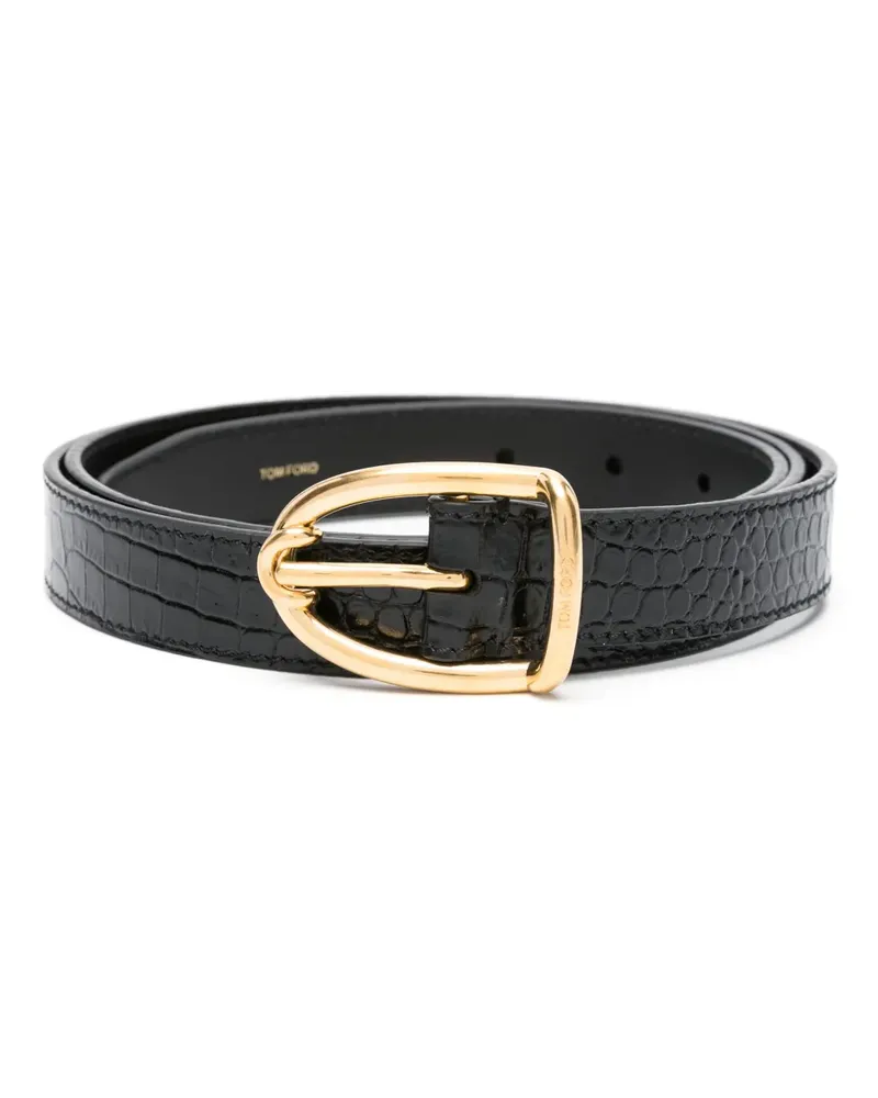 Tom Ford Gürtel aus Lackleder mit Kroko-Effekt - Schwarz Schwarz