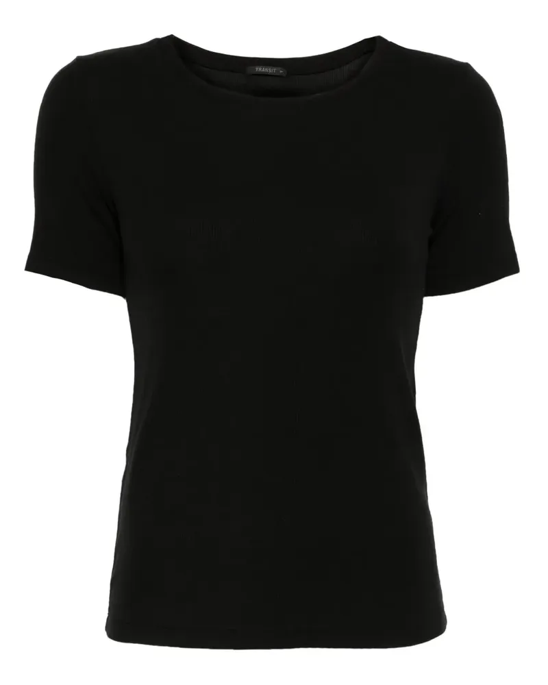 TRANSIT Klassisches T-Shirt - Schwarz Schwarz