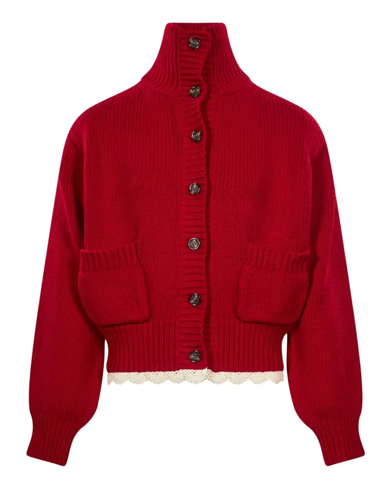 Magda Butrym crochet-trim ribbed-knit cardigan - Rot Rot