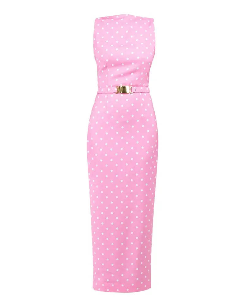 Rowen Rose Gerades Maxikleid mit Polka Dots - Rosa Rosa