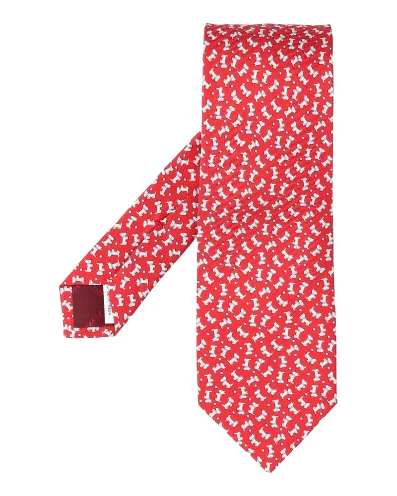 Ferragamo dog-print silk tie - Rot Rot