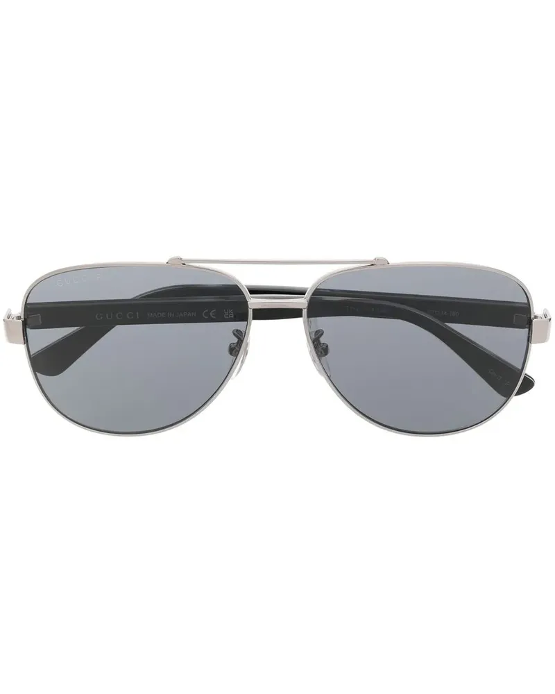 Gucci Sonnenbrille mit rundem Gestell - Silber Silber