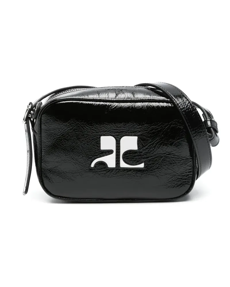 Courrèges Reedition Naplack Umhängetasche - Schwarz Schwarz
