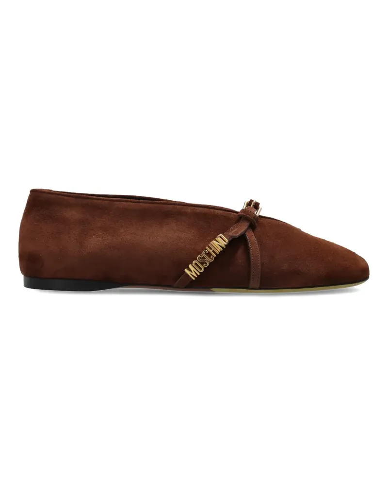 Moschino Ballerinas mit Logo-Schild - Braun Braun