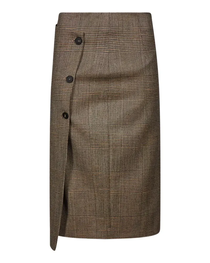 Antonelli Firenze prince of wales check button-down midi skirt - Braun Braun