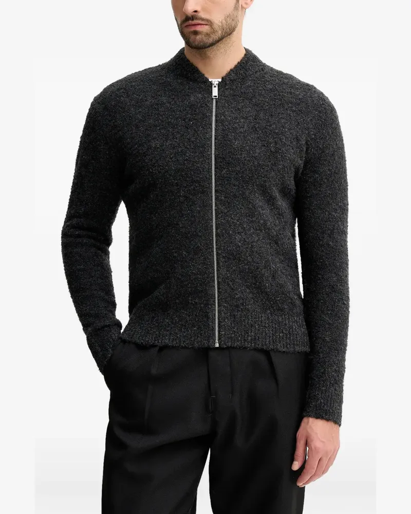 Sisley Bouclé-Cardigan mit Reißverschluss - Grau Grau