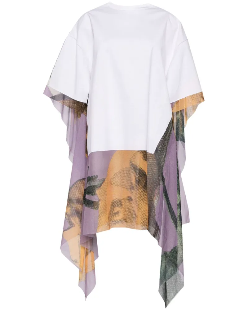 Undercover T-Shirtkleid mit Kontrasteinsätzen - Weiß Weiß