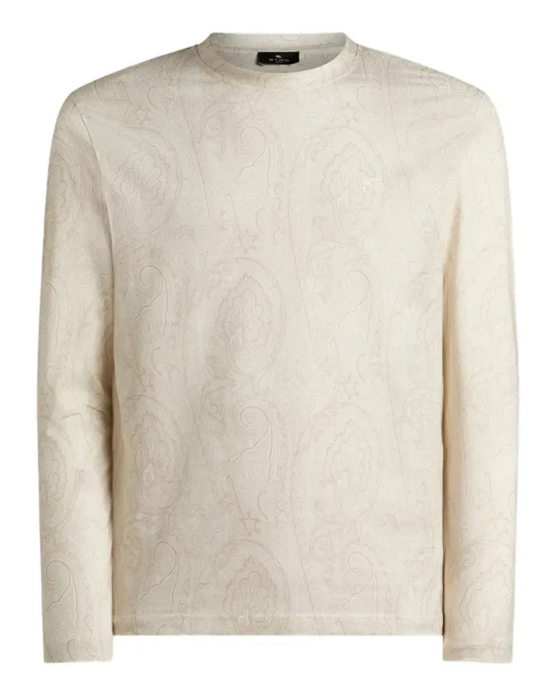 Etro cotton-jersey sweater with arnica-motif - Nude Nude