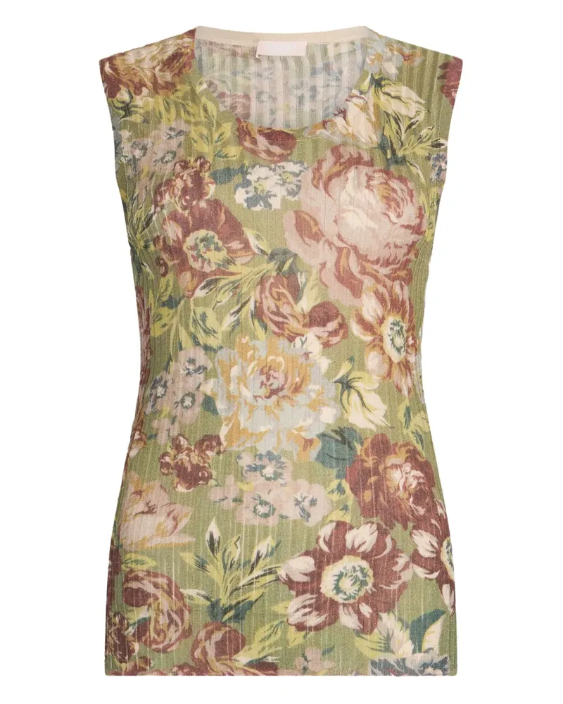 Liu Jo Ärmelloses Top mit Blumen-Print - Grün Grün