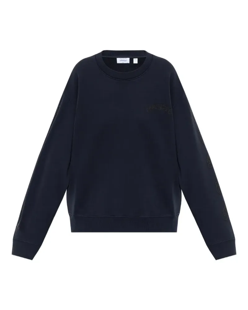 OFF-WHITE logo-embroidered sweatshirt - Blau Blau