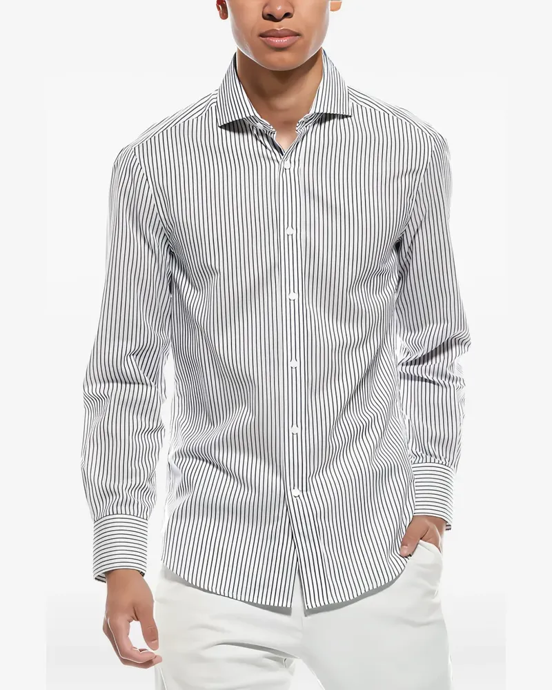 Brunello Cucinelli Hemd mit Nadelstreifen - Blau Blau
