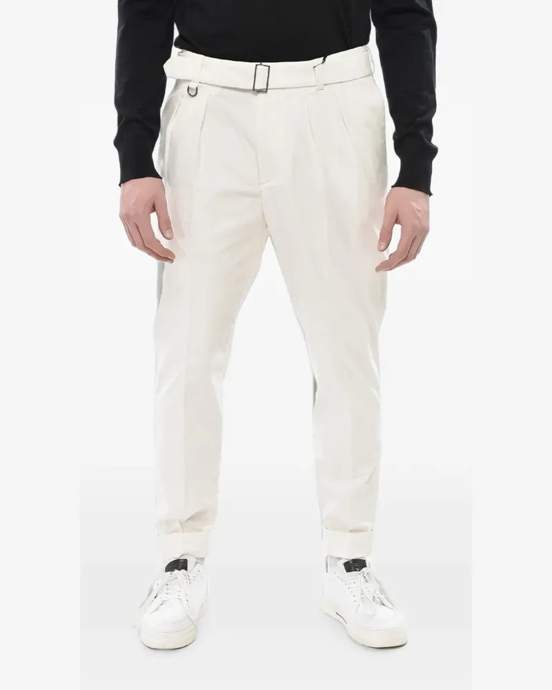 Paolo Pecora Milano pleated-detailing belted trousers - Weiß Weiß