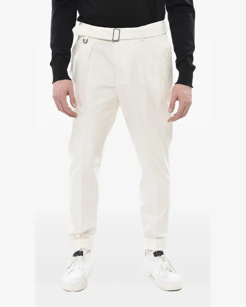 Paolo Pecora Milano Bundfaltenhose mit Gürtel - Weiß Weiß