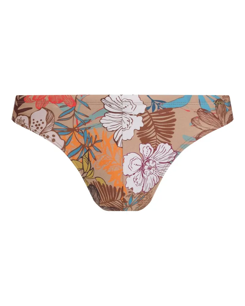 Amir Slama Badehose mit Blumen-Print - Nude Nude