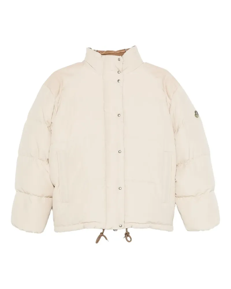 Moncler Verone leather-trimmed short down jacket - Nude Nude