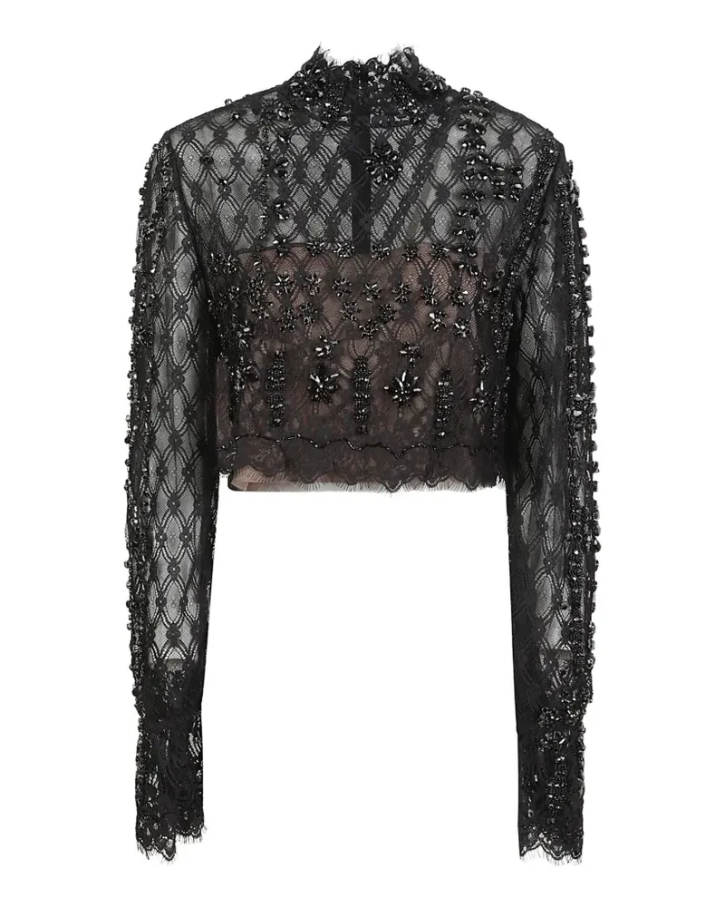 COSTARELLOS long-sleeve lace top - Schwarz Schwarz