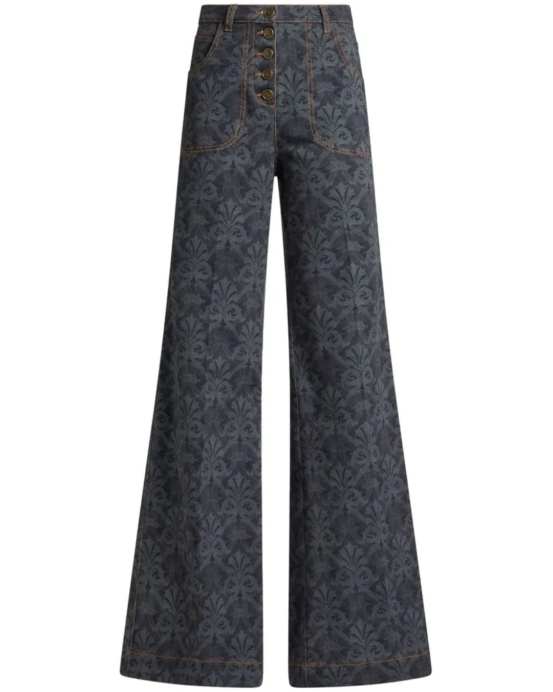 Etro Ausgestellte Jeans mit Print - Blau Blau