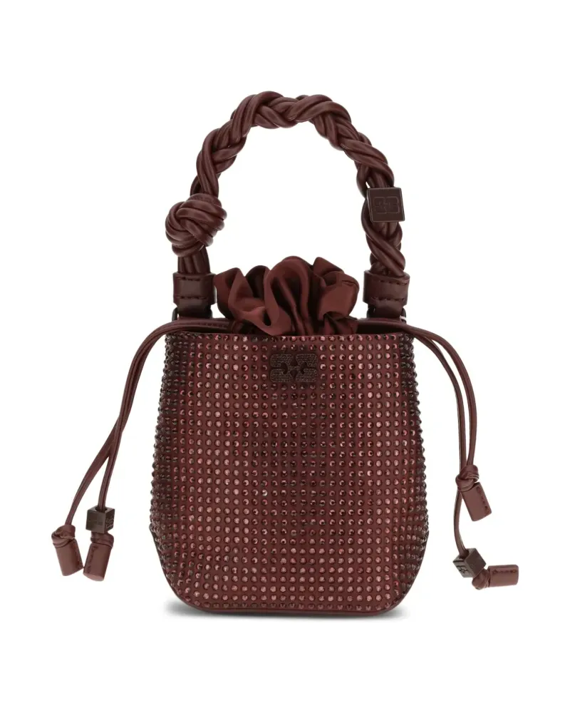 Ganni mini Bou embellished bucket bag - Rot Rot