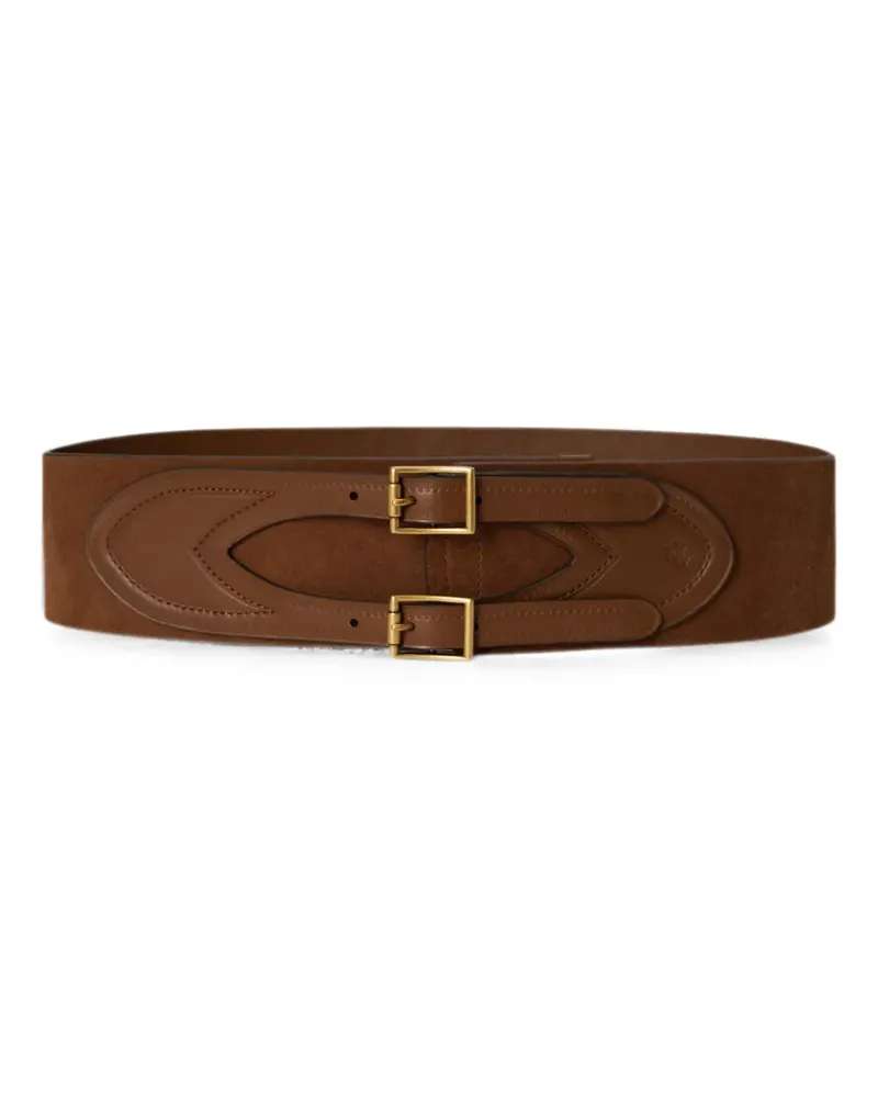 Ralph Lauren suede double-buckle belt - Braun Braun