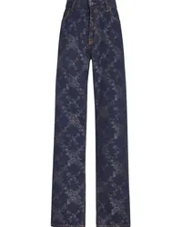 Etro Gerade Jeans mit Jacquardmuster Blau