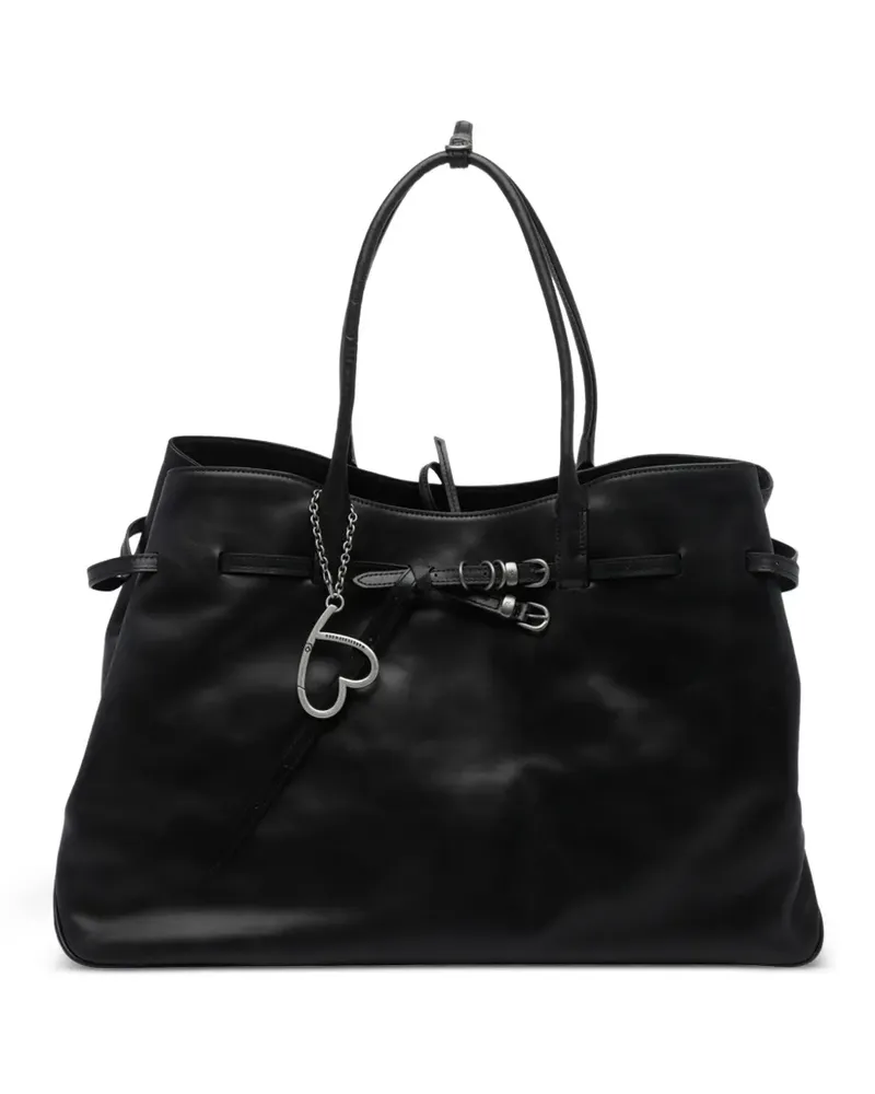 Marge Sherwood Schultertasche mit Herzanhänger und Schnalle - Schwarz Schwarz