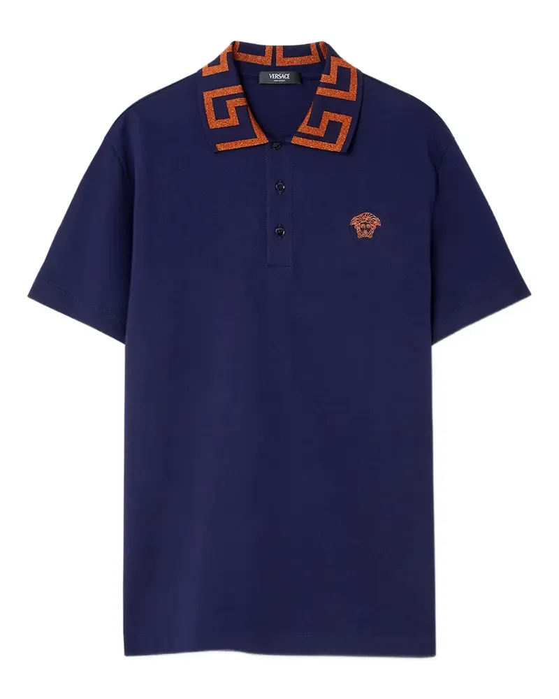 Versace Poloshirt mit Greca-Muster - Blau Blau