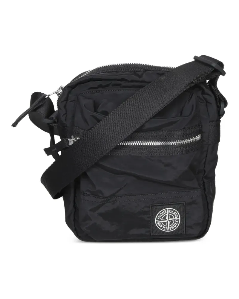 Stone Island 9200015 Umhängetasche aus beschichtetem Nylon mit verstellbarem Riemen - Schwarz Schwarz