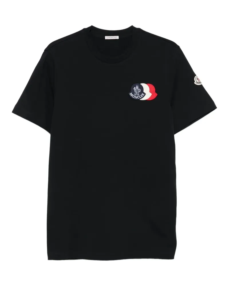 Moncler T-Shirt mit Logo-Patch - Blau Blau