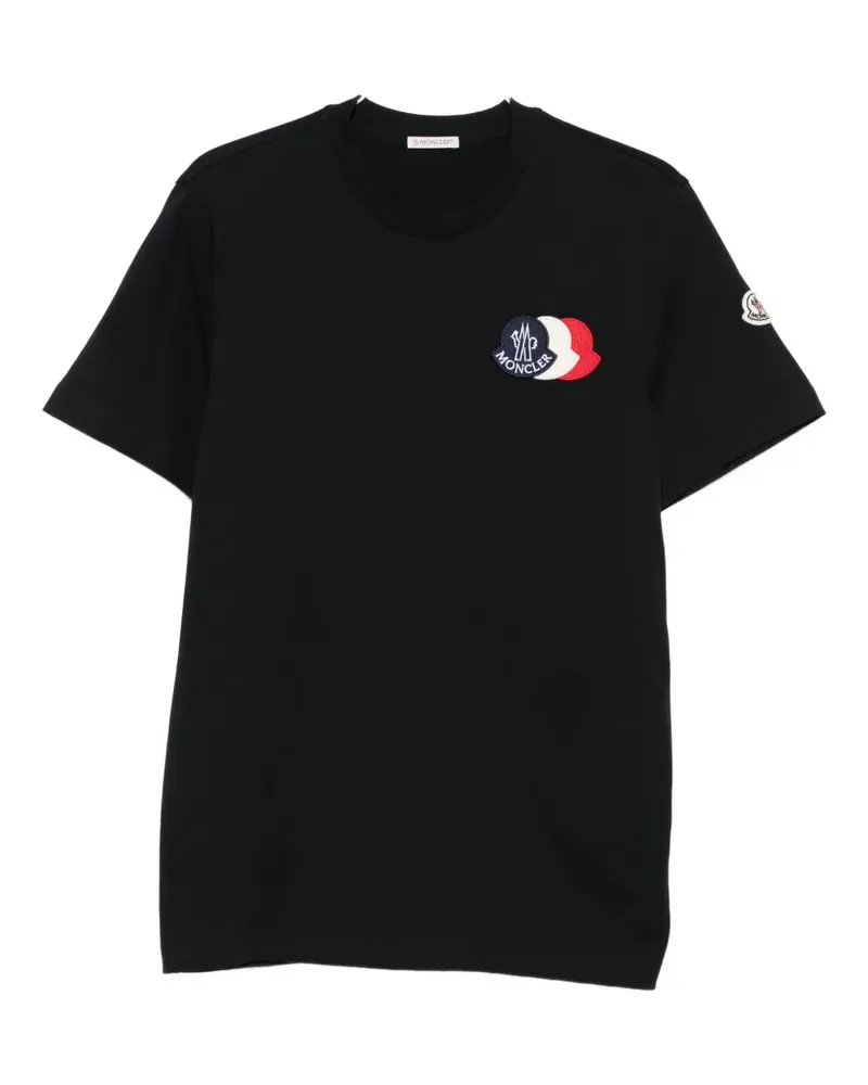 Moncler T-Shirt mit Logo-Patch - Blau Blau